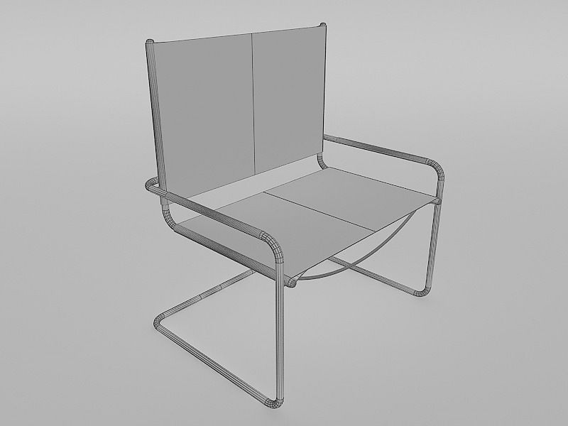chairs collection modern chair with metal frame Low-poly 3D model_5