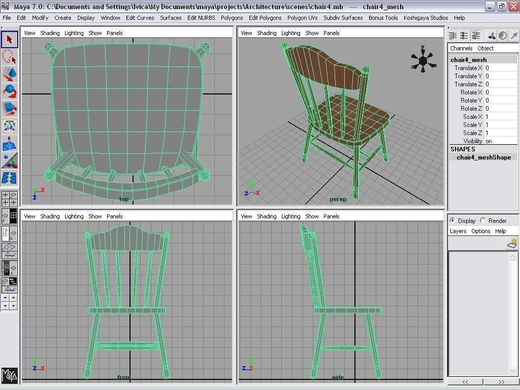 chairs collection modern chair with metal frame Low-poly 3D model_24