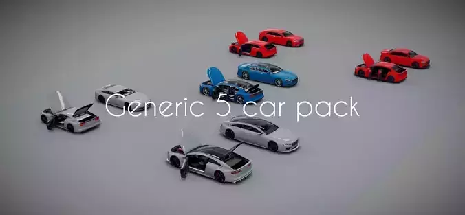 Generic low poly 5 car pack volume 2