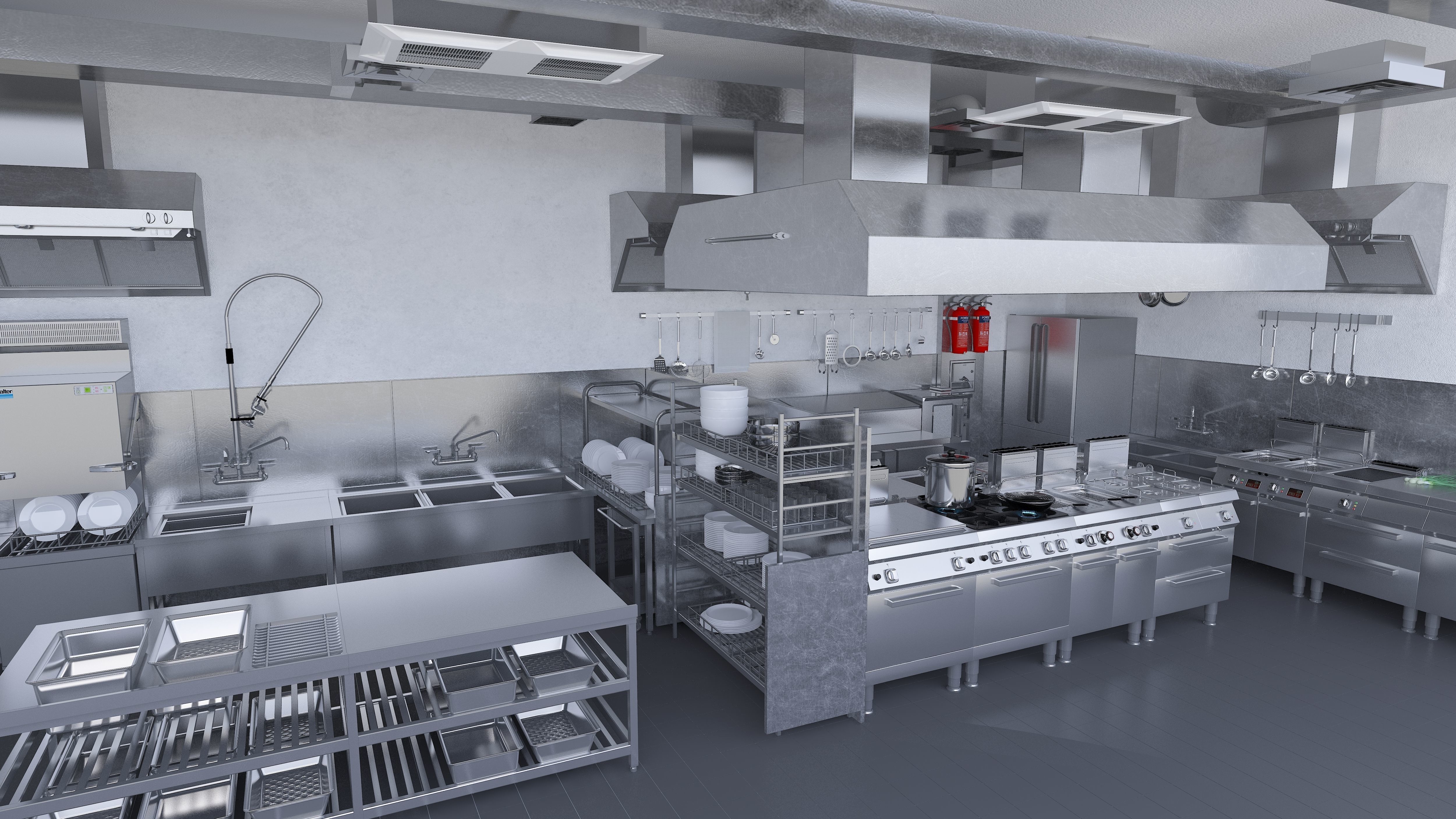 Commercial Kitchen v2 3D model_1