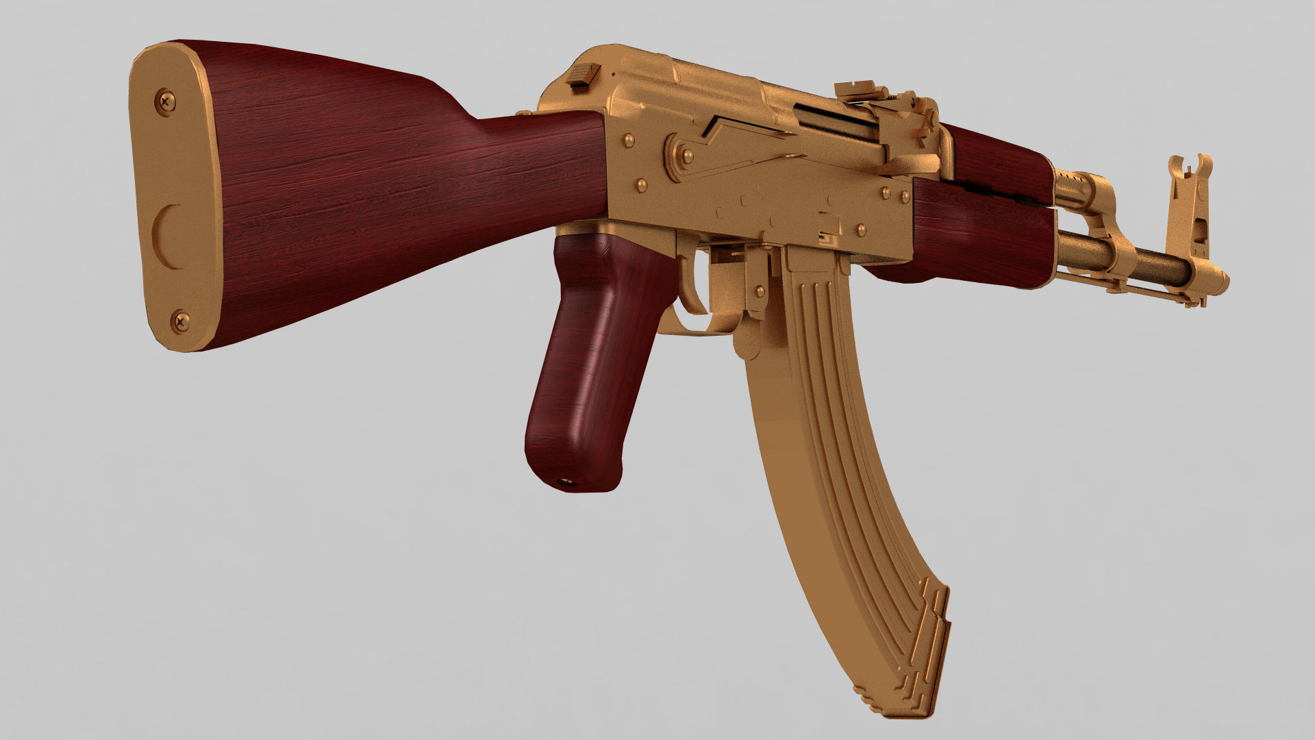 golden AK47 3D model_10