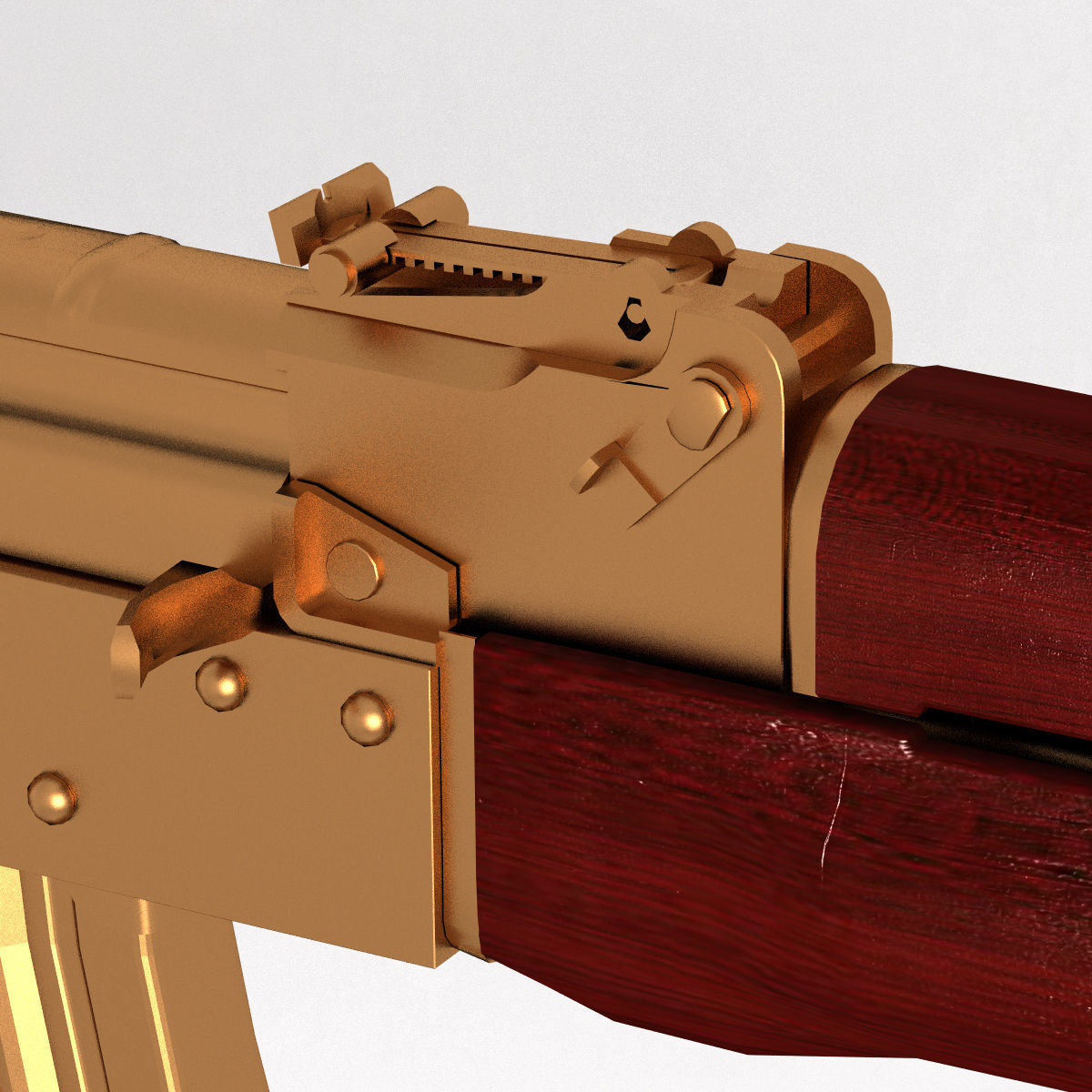 golden AK47 3D model_4
