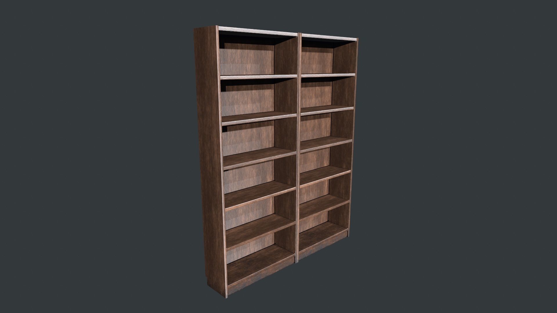 Wooden Bookshelf Low Poly PBR Game Ready Asset  Low-poly 3D model_7