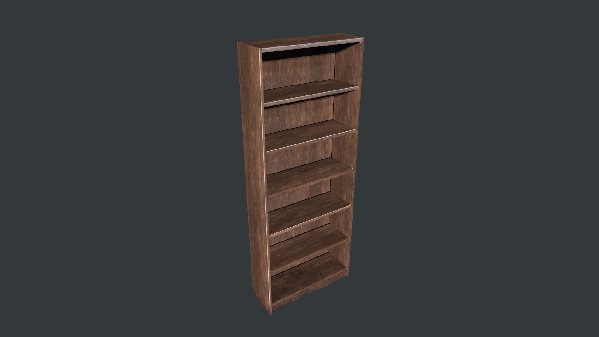 Wooden Bookshelf Low Poly PBR Game Ready Asset  Low-poly 3D model_8