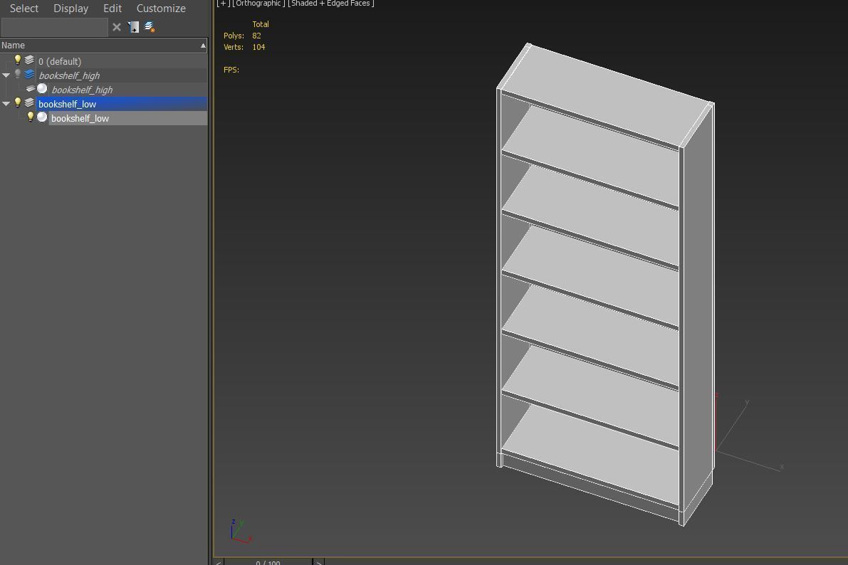 Wooden Bookshelf Low Poly PBR Game Ready Asset  Low-poly 3D model_9