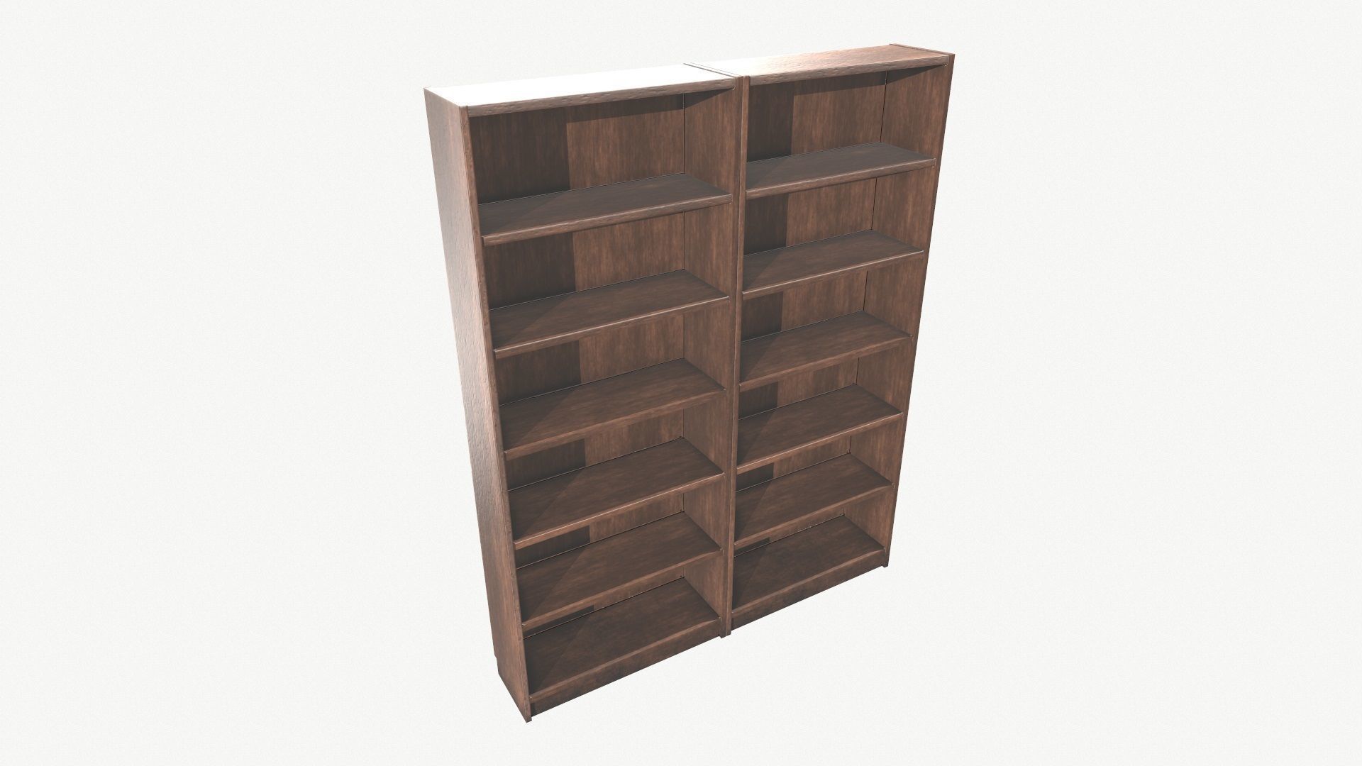 Wooden Bookshelf Low Poly PBR Game Ready Asset  Low-poly 3D model_4