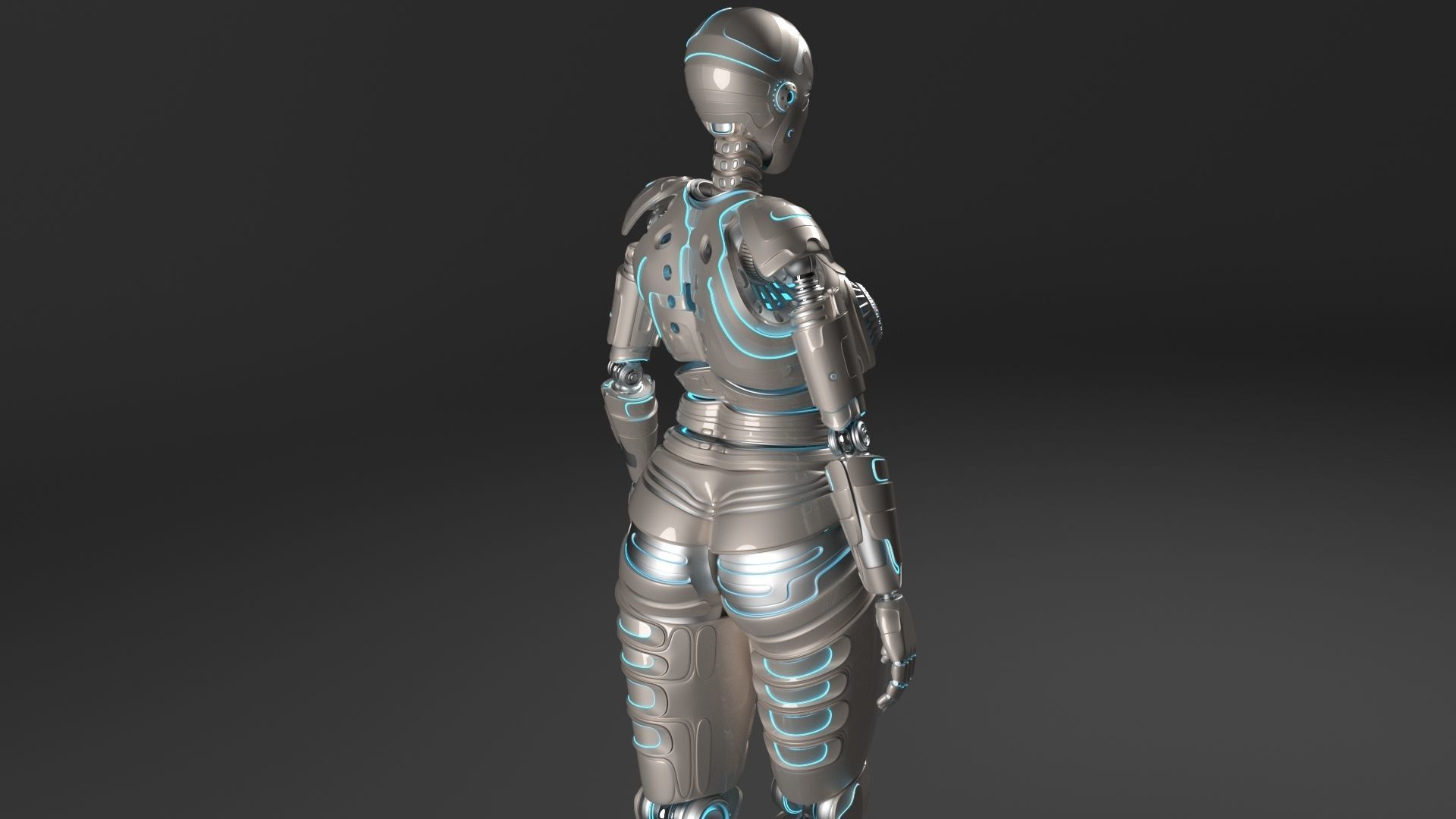 LADY ROBOT CURVY RIGGED 3D model_7