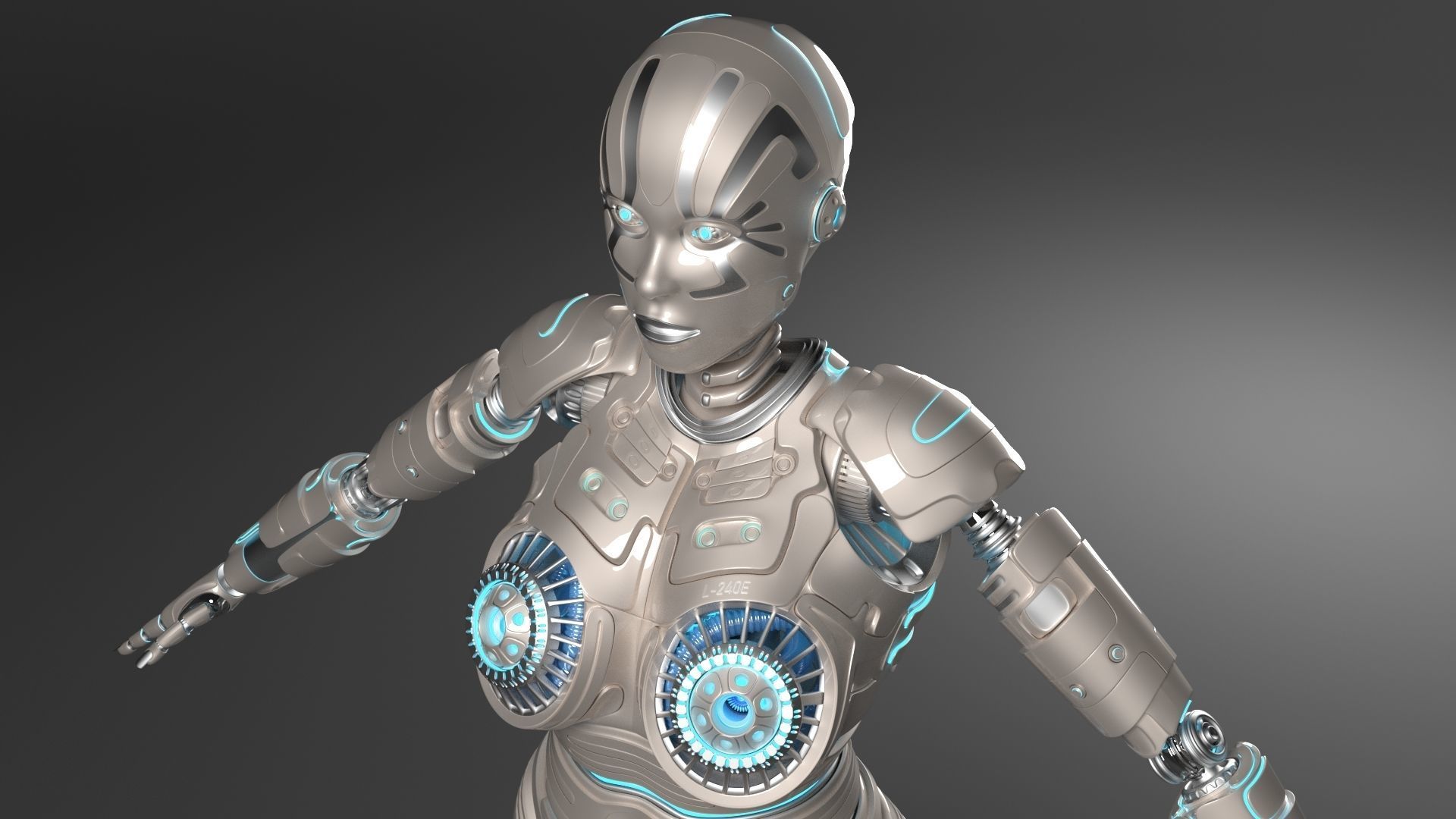 LADY ROBOT CURVY RIGGED 3D model_9