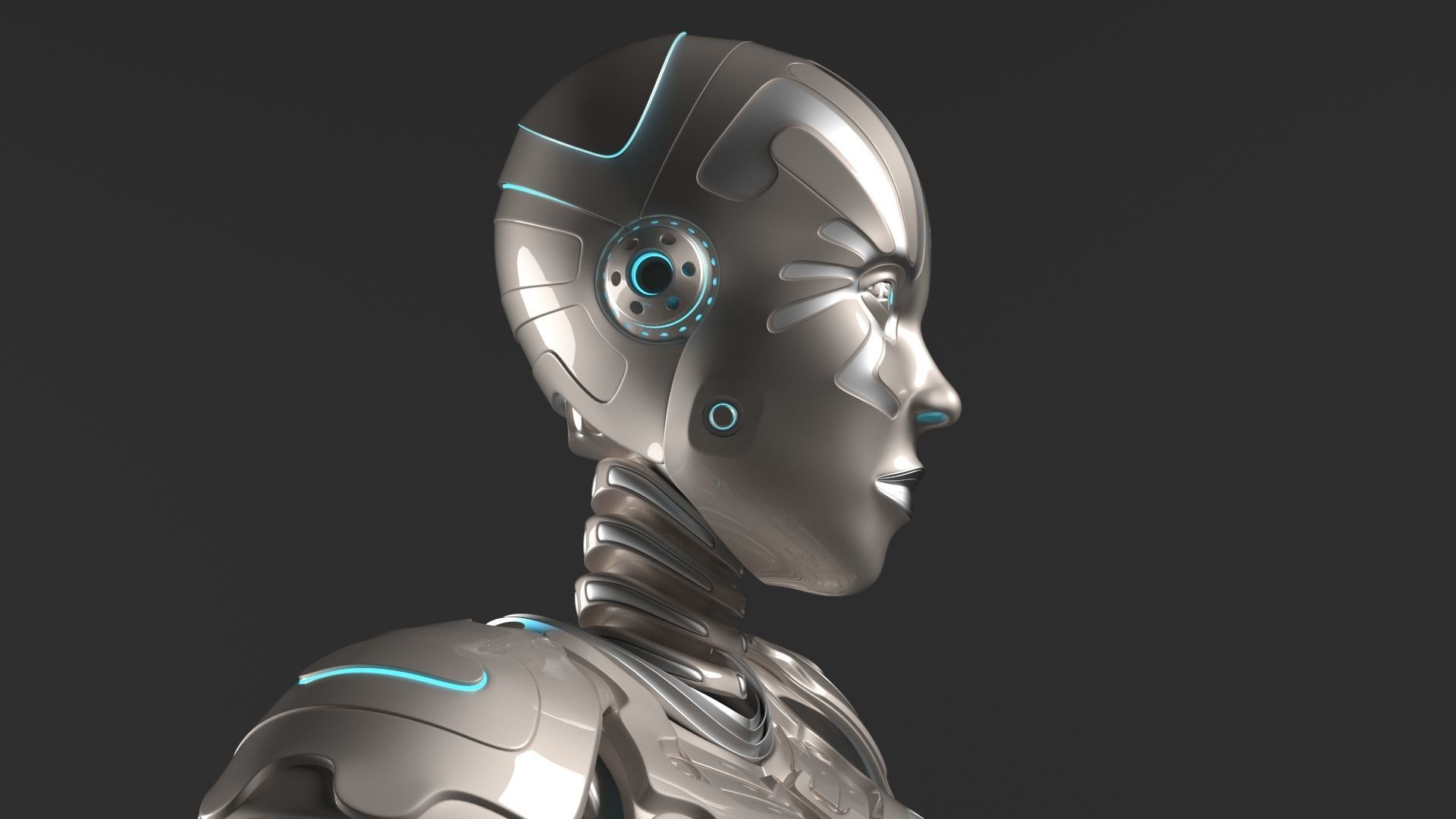 LADY ROBOT CURVY RIGGED 3D model_8