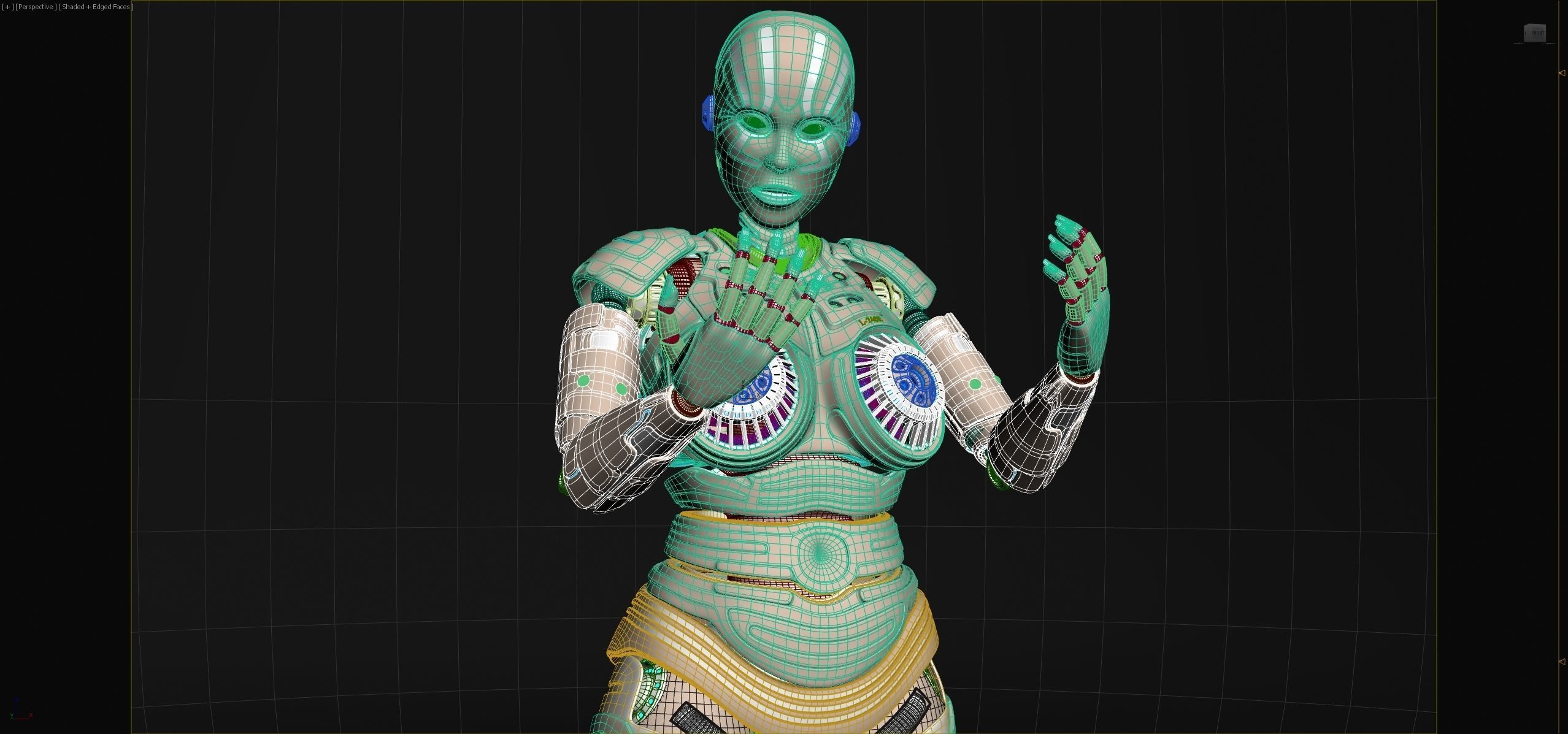 LADY ROBOT CURVY RIGGED 3D model_24