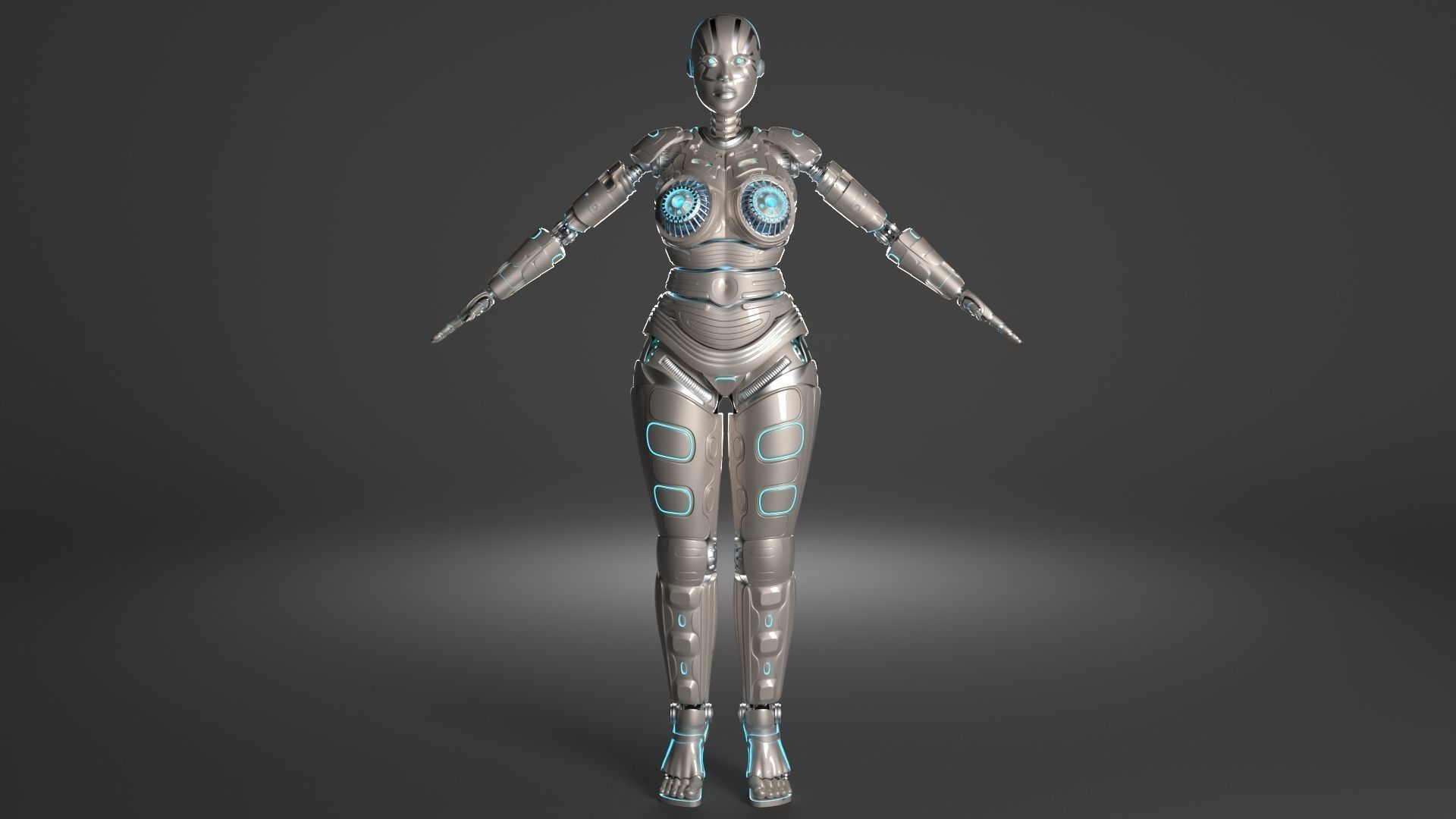 LADY ROBOT CURVY RIGGED 3D model_11