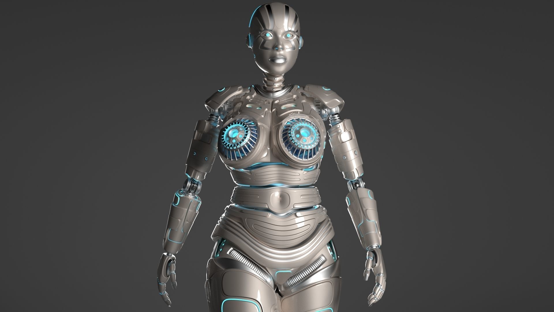 LADY ROBOT CURVY RIGGED 3D model_18
