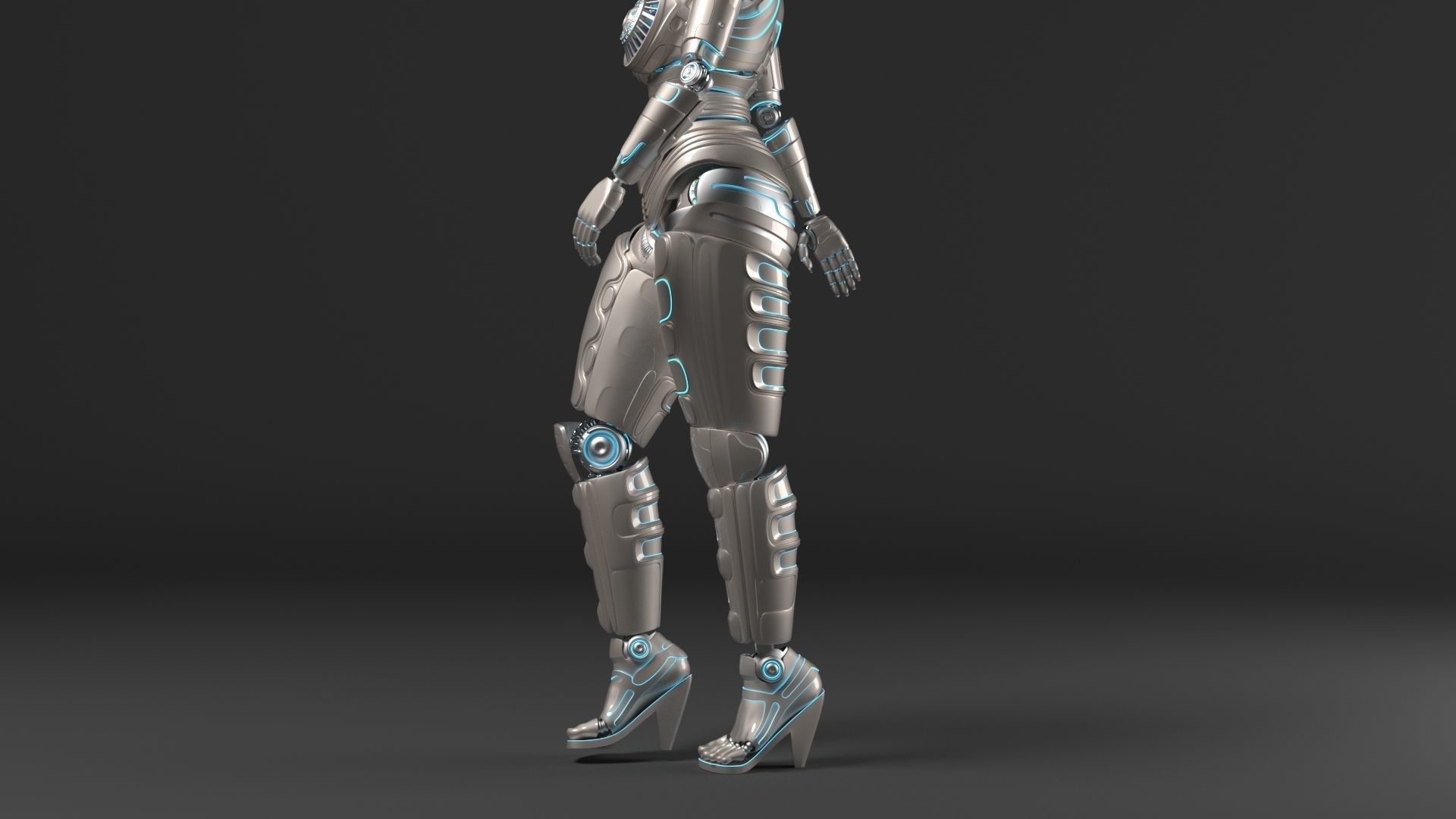 LADY ROBOT CURVY RIGGED 3D model_29