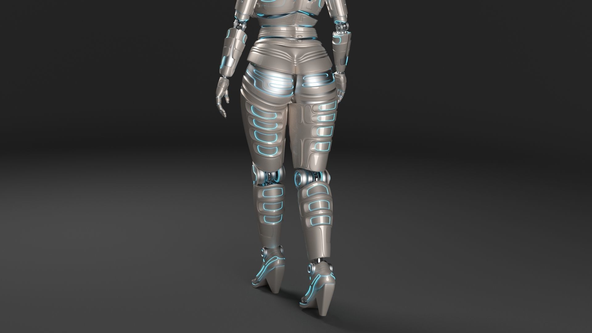 LADY ROBOT CURVY RIGGED 3D model_35