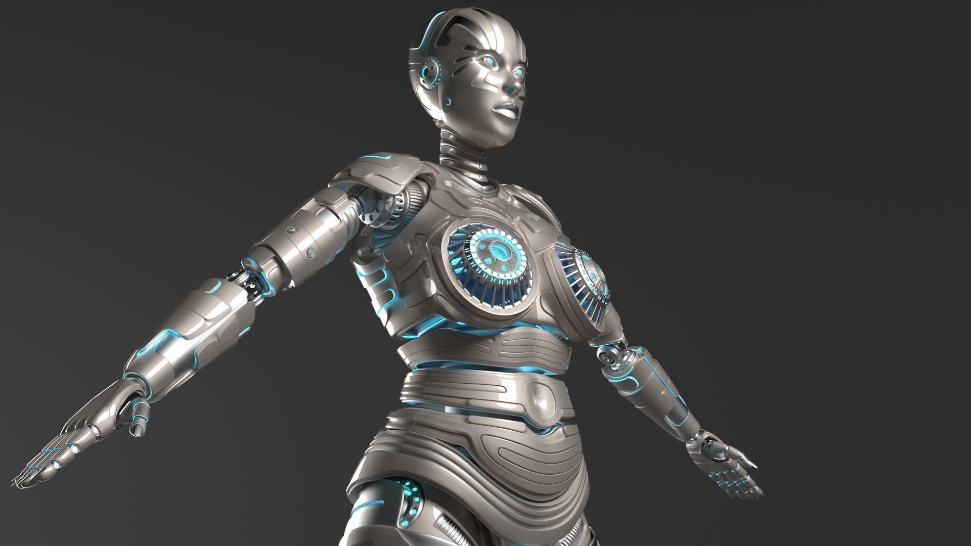 LADY ROBOT CURVY RIGGED 3D model_1