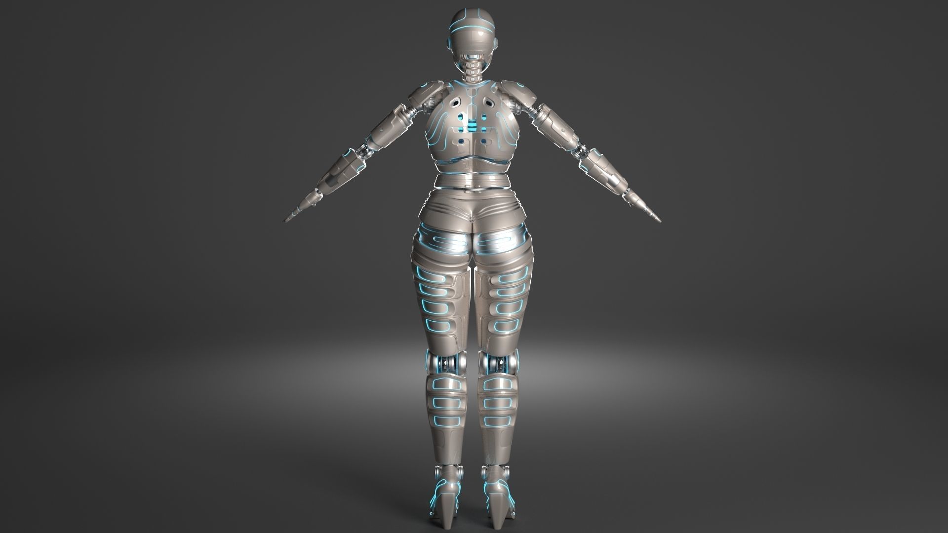 LADY ROBOT CURVY RIGGED 3D model_12