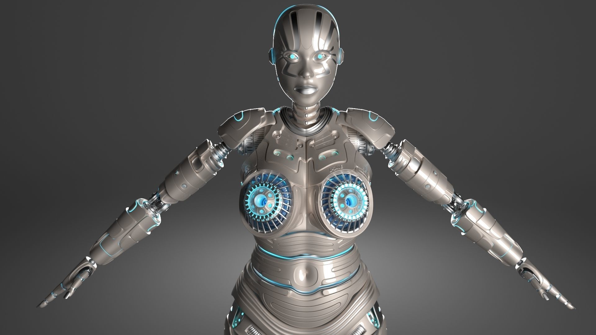 LADY ROBOT CURVY RIGGED 3D model_14