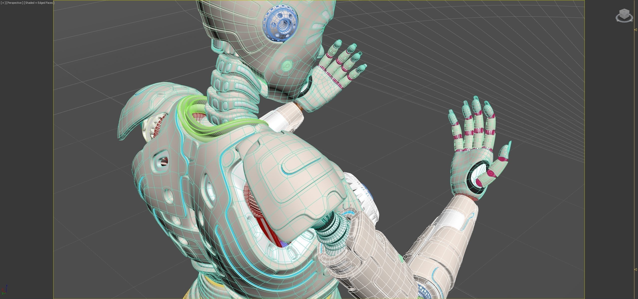 LADY ROBOT CURVY RIGGED 3D model_28