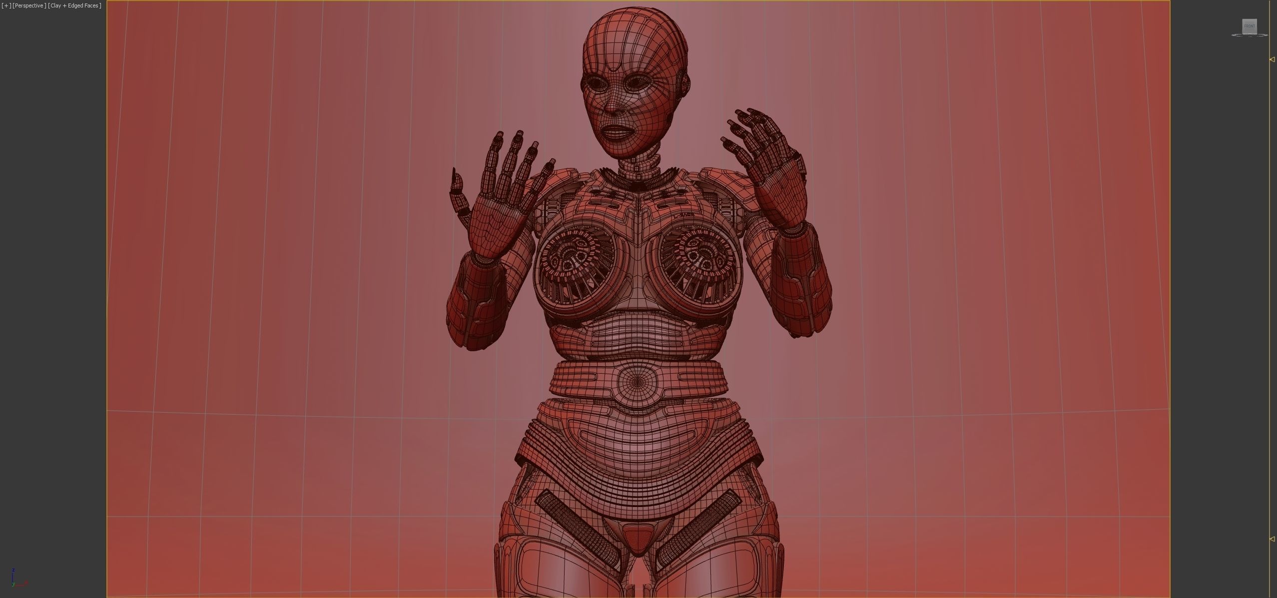 LADY ROBOT CURVY RIGGED 3D model_26