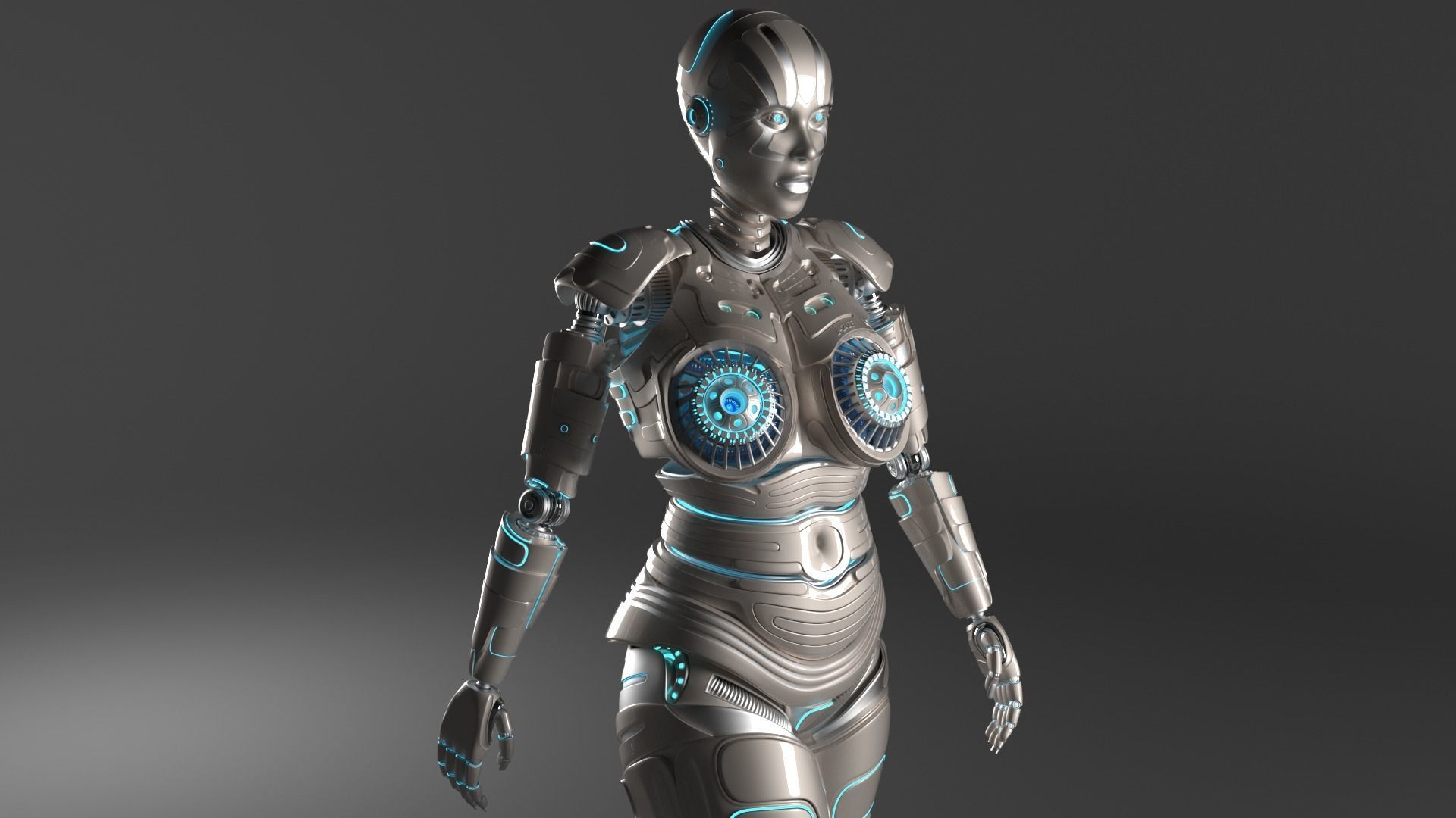 LADY ROBOT CURVY RIGGED 3D model_6
