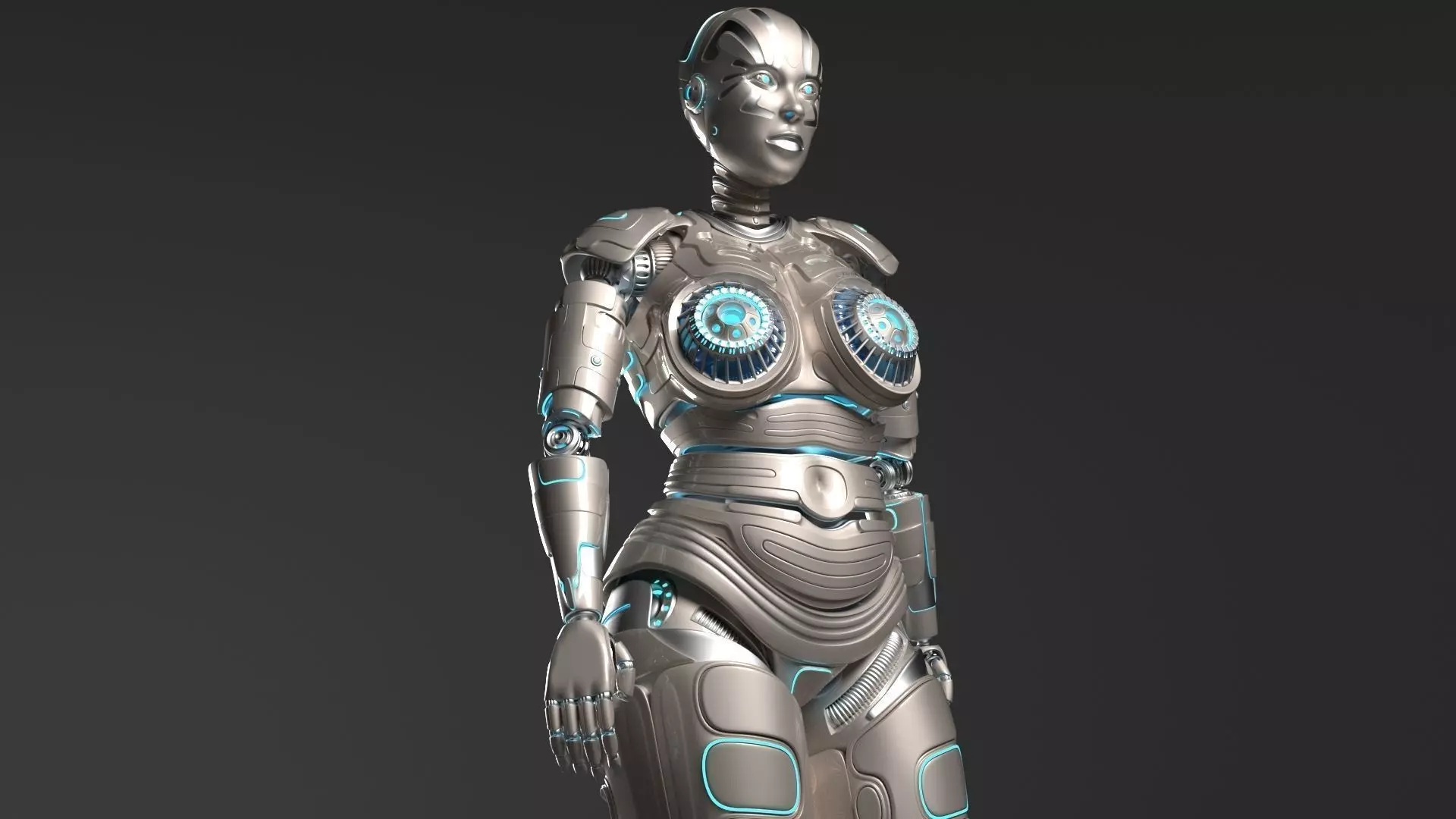 LADY ROBOT CURVY RIGGED 3D model_0