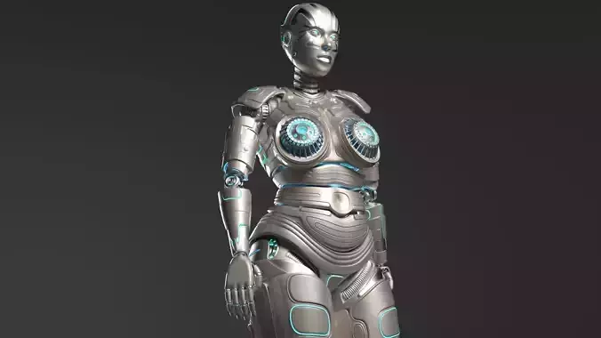 LADY ROBOT CURVY RIGGED 3D model