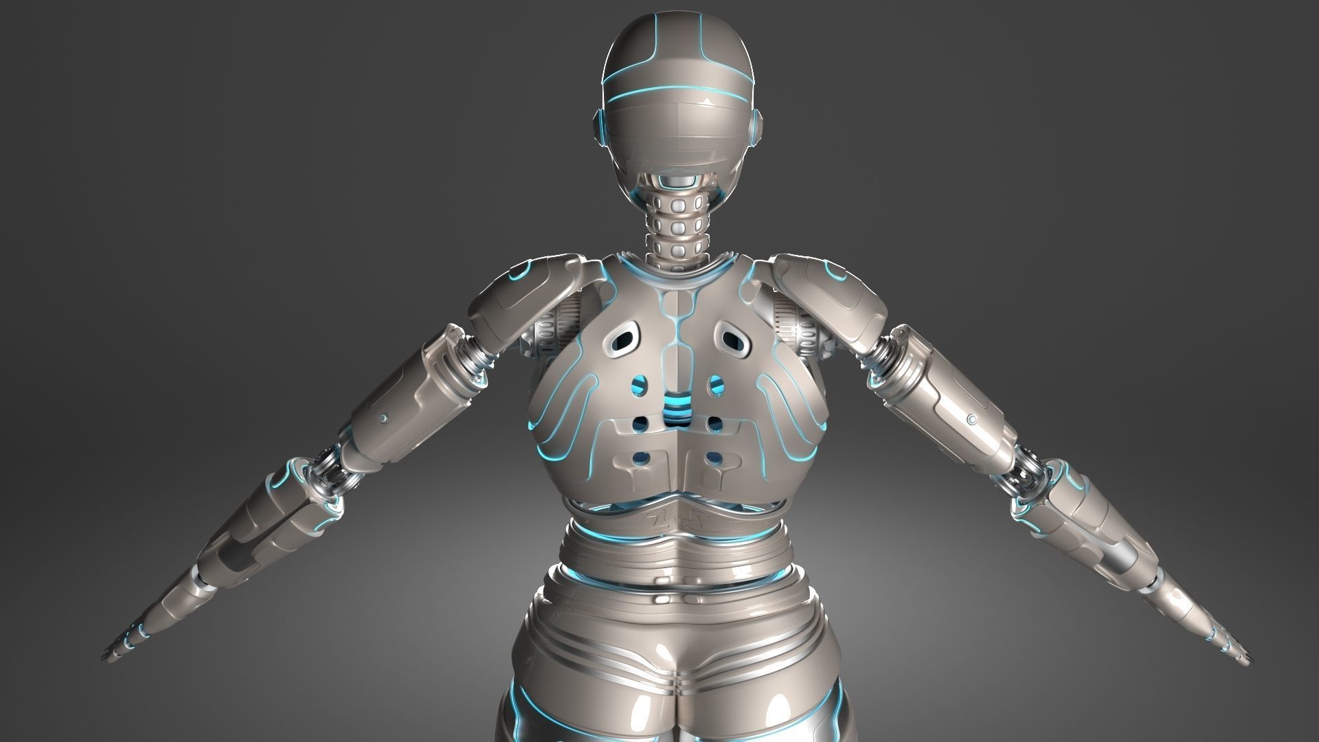 LADY ROBOT CURVY RIGGED 3D model_32