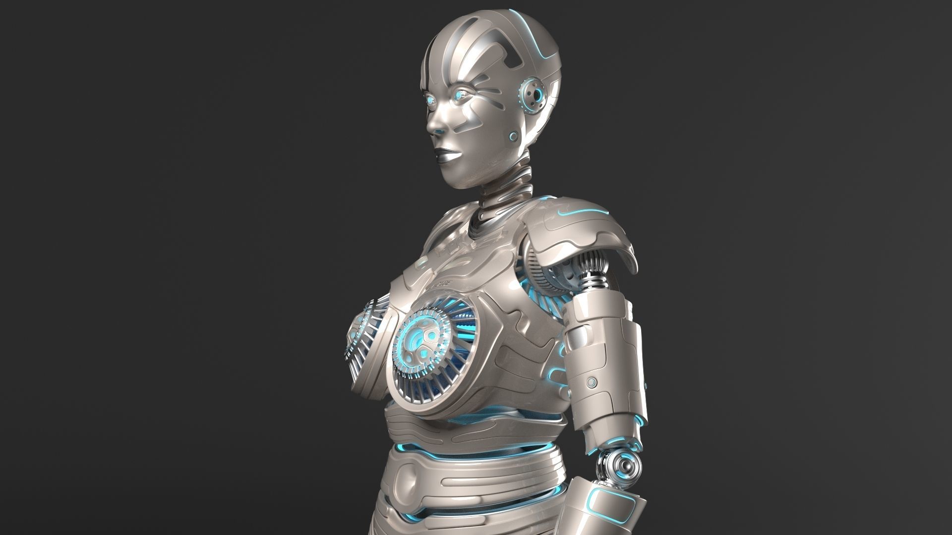 LADY ROBOT CURVY RIGGED 3D model_31