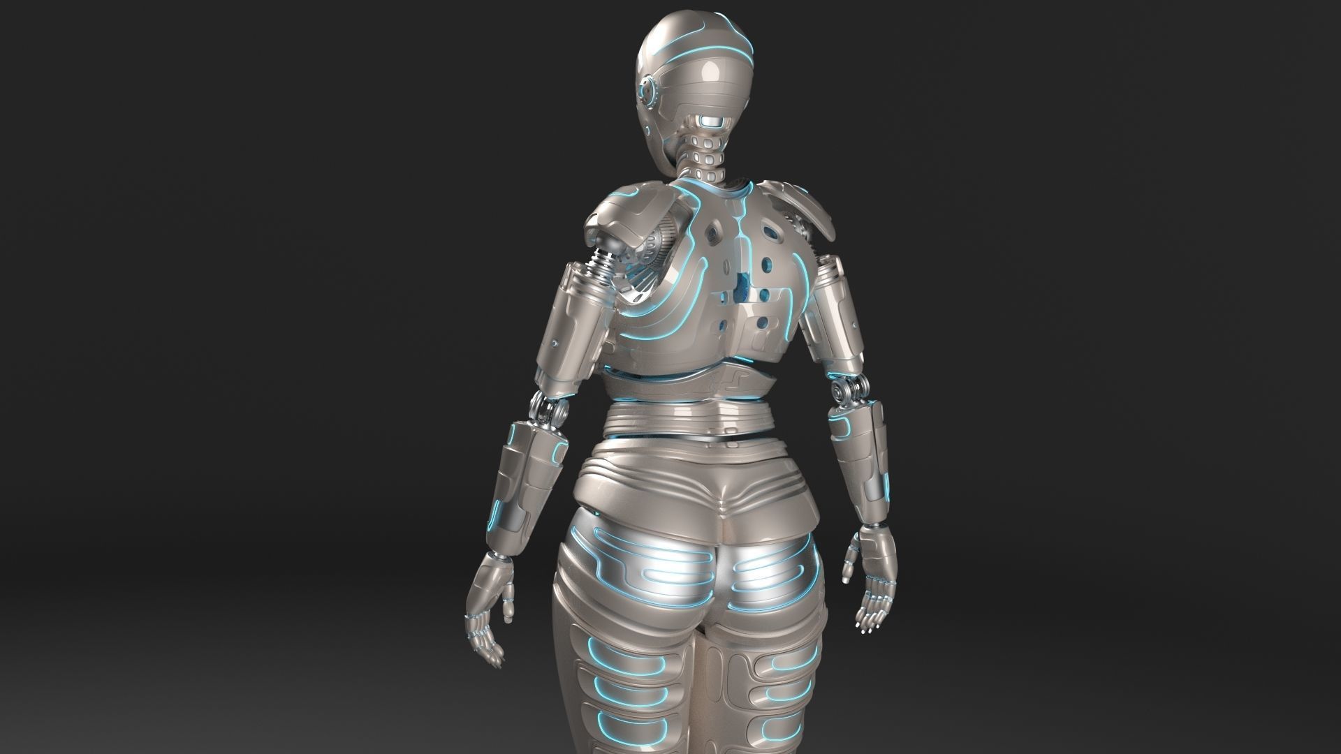 LADY ROBOT CURVY RIGGED 3D model_13