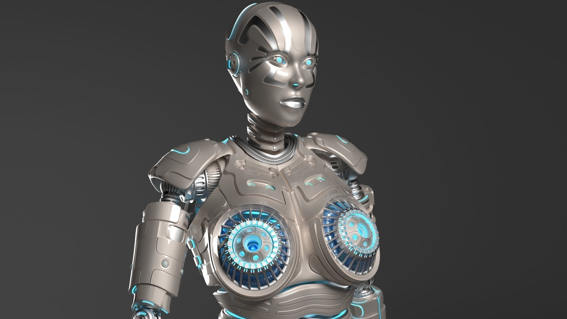 LADY ROBOT CURVY RIGGED 3D model_2