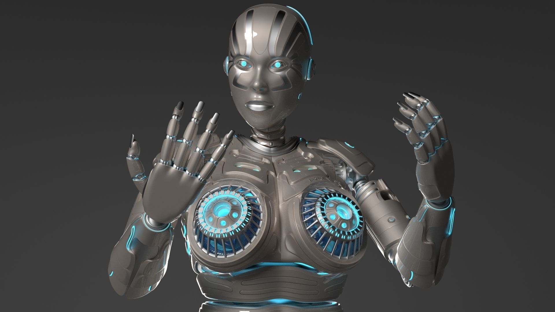 LADY ROBOT CURVY RIGGED 3D model_33
