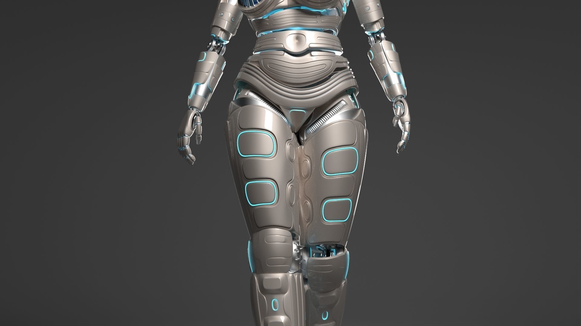 LADY ROBOT CURVY RIGGED 3D model_17
