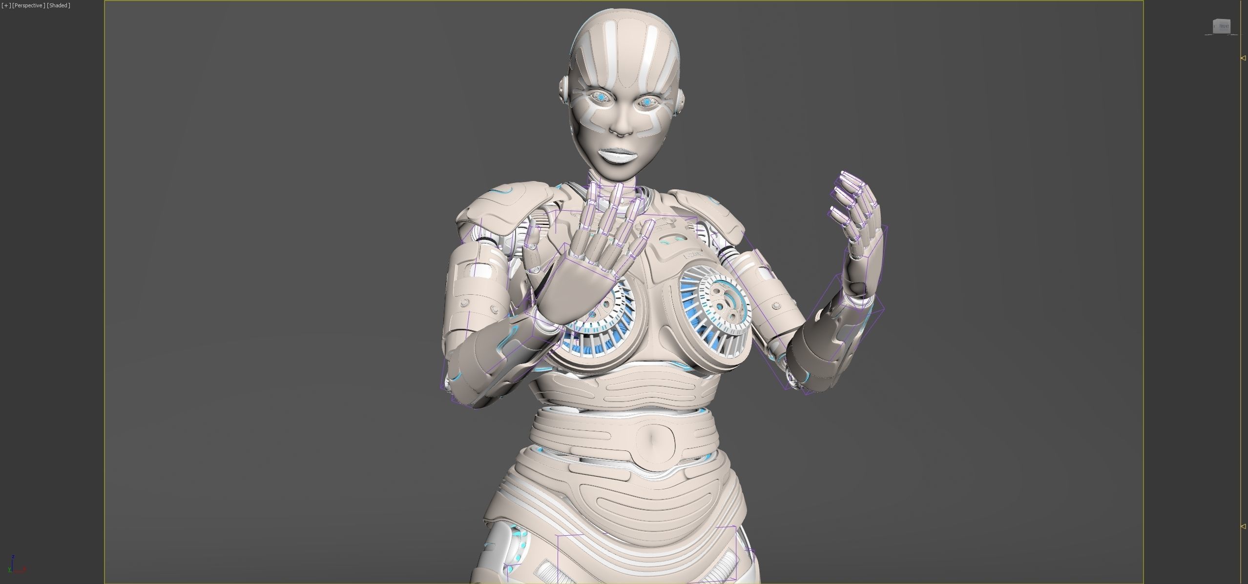 LADY ROBOT CURVY RIGGED 3D model_20