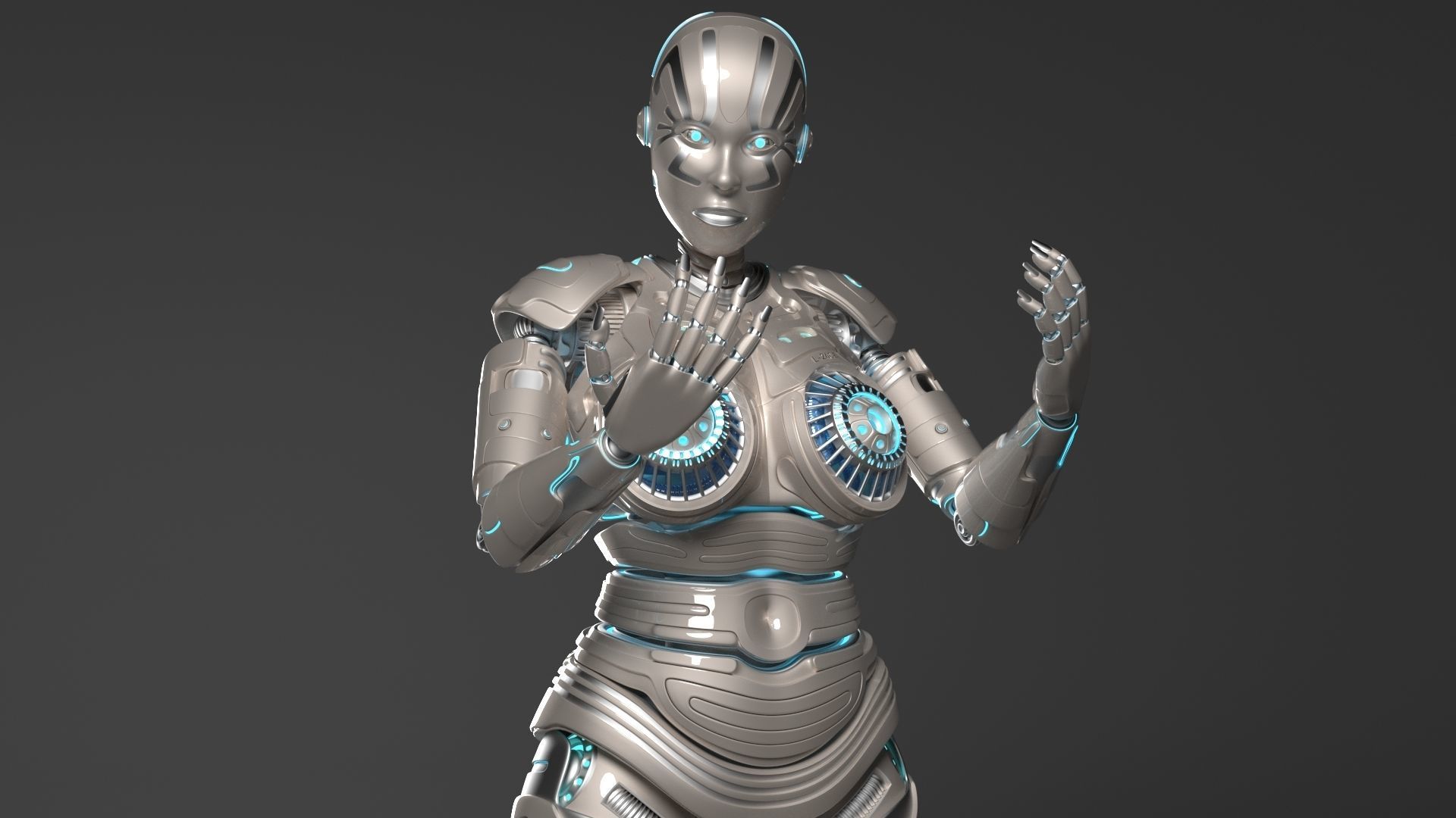 LADY ROBOT CURVY RIGGED 3D model_5