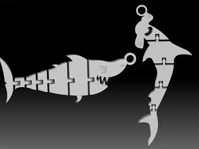 Flexi Hammerhead Shark - Articulated Alnimal Low-poly 3D model