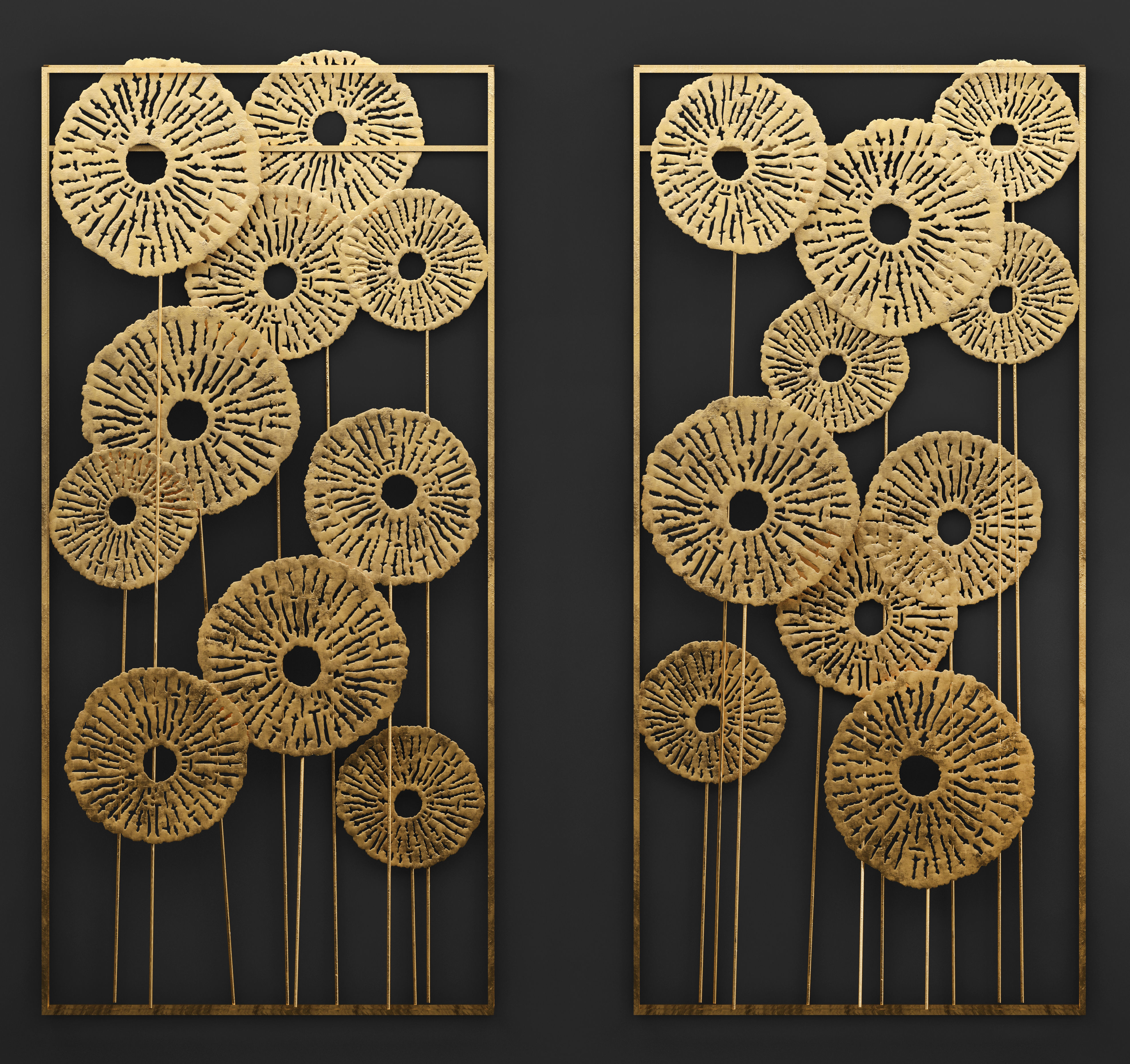 Gold Wall art Sculpture 3D model_12