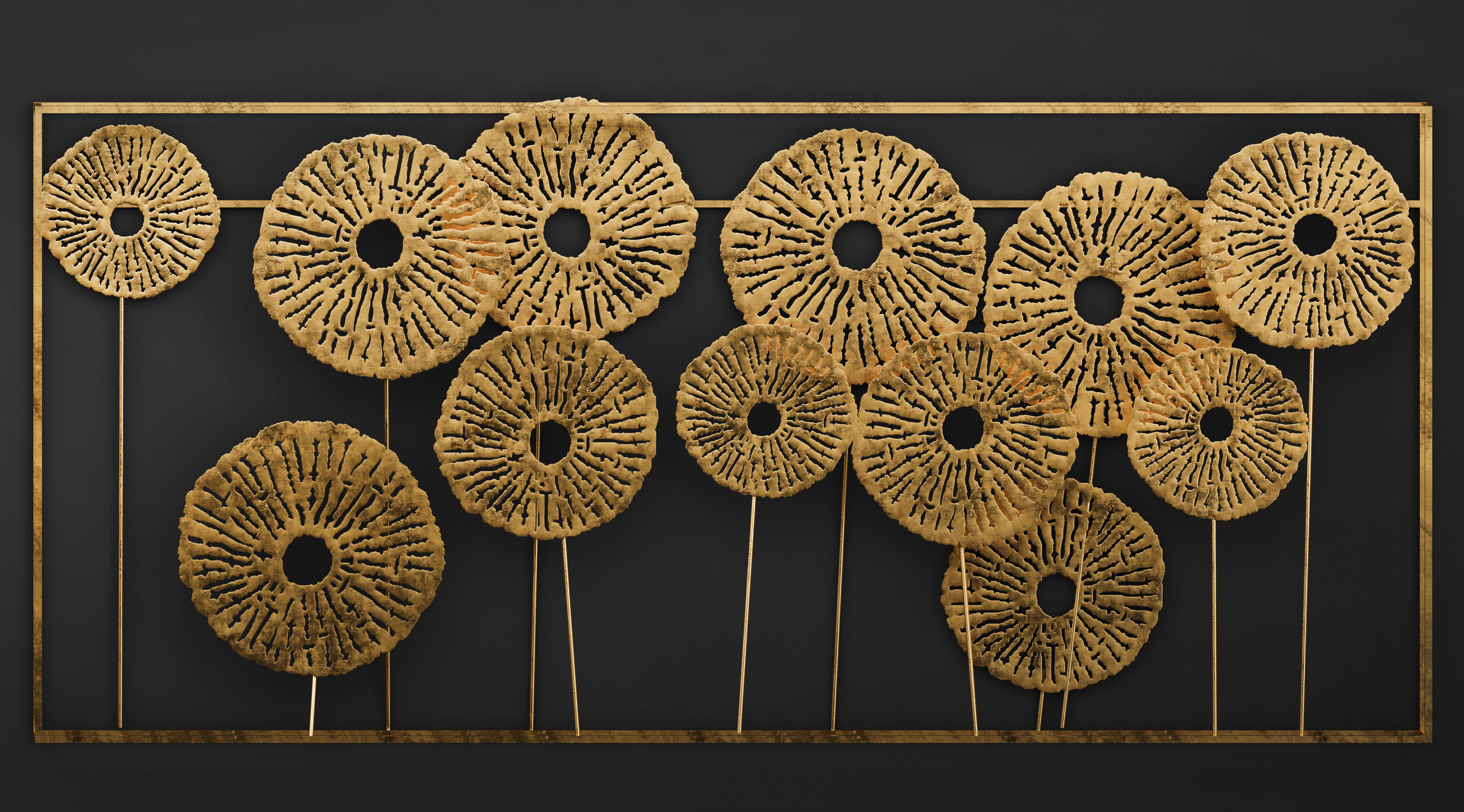 Gold Wall art Sculpture 3D model_2