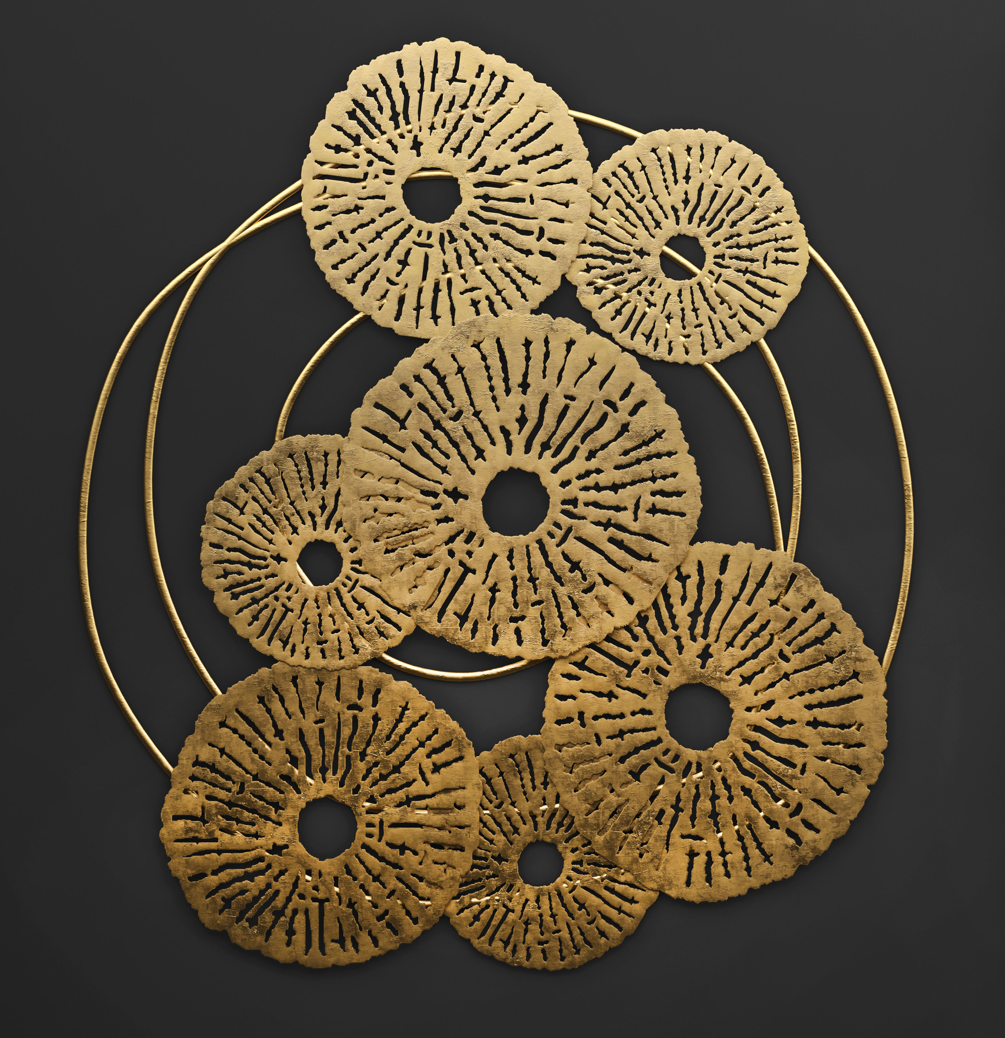 Gold Wall art Sculpture 3D model_4