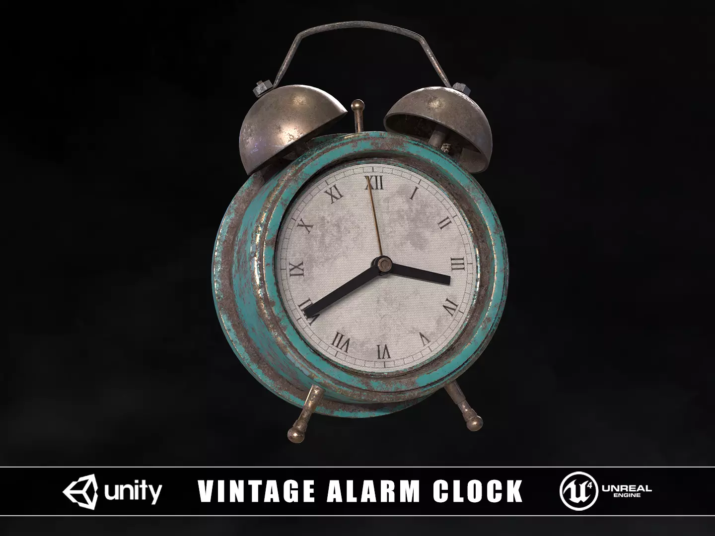 Vintage Rustic Alarm Clock 3D model