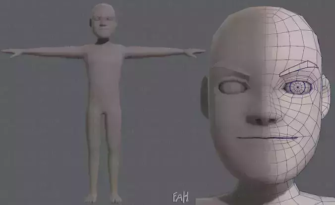 Base mesh man character V03 Low-poly 3D model