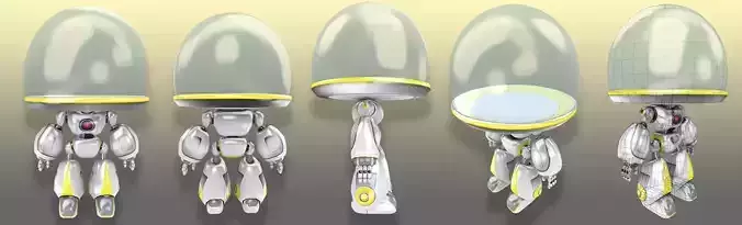 Robots Dice WHT Low-poly 3D model