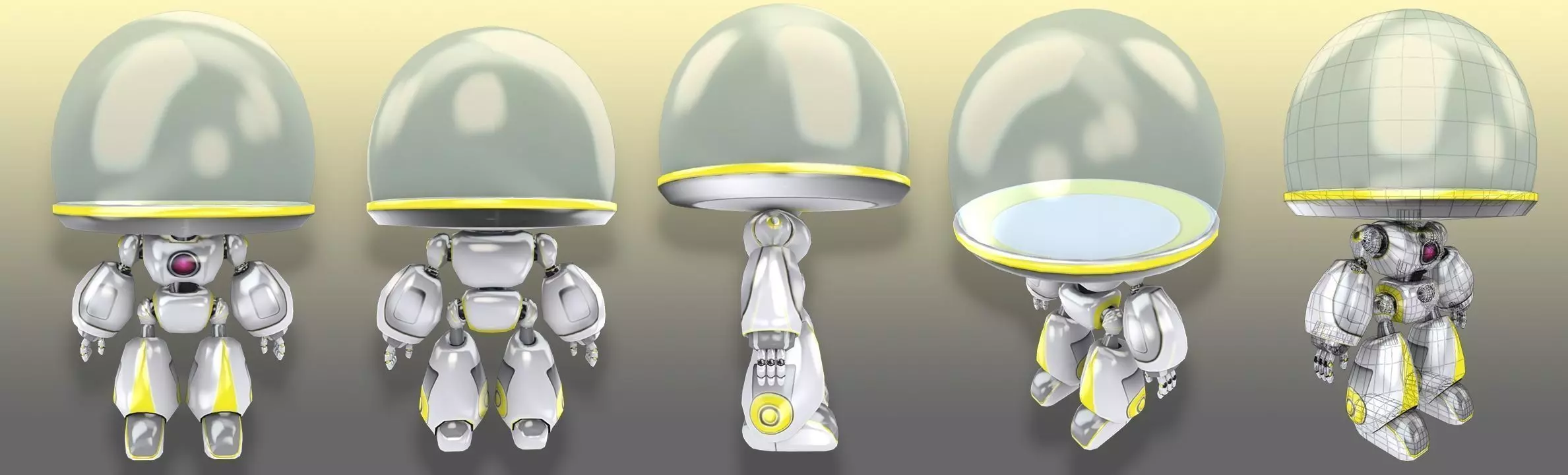 Robots Dice WHT Low-poly 3D model