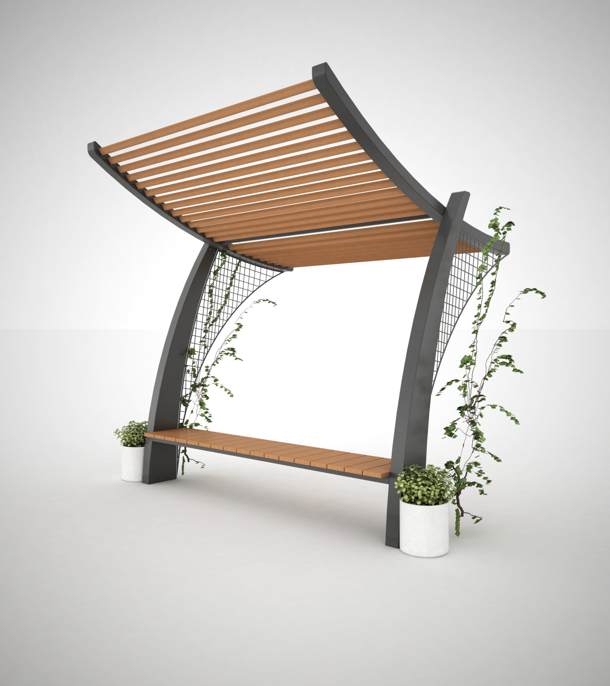 Bench with shelter SHELTER SERIES - MODEL 02 3D model_1
