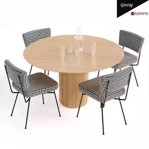 Elettra Chair and Palais Royal dining table Low-poly 3D model