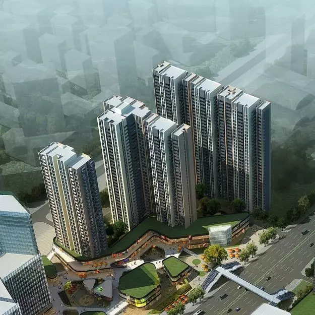 Building high rise apartment in urban area 3D model