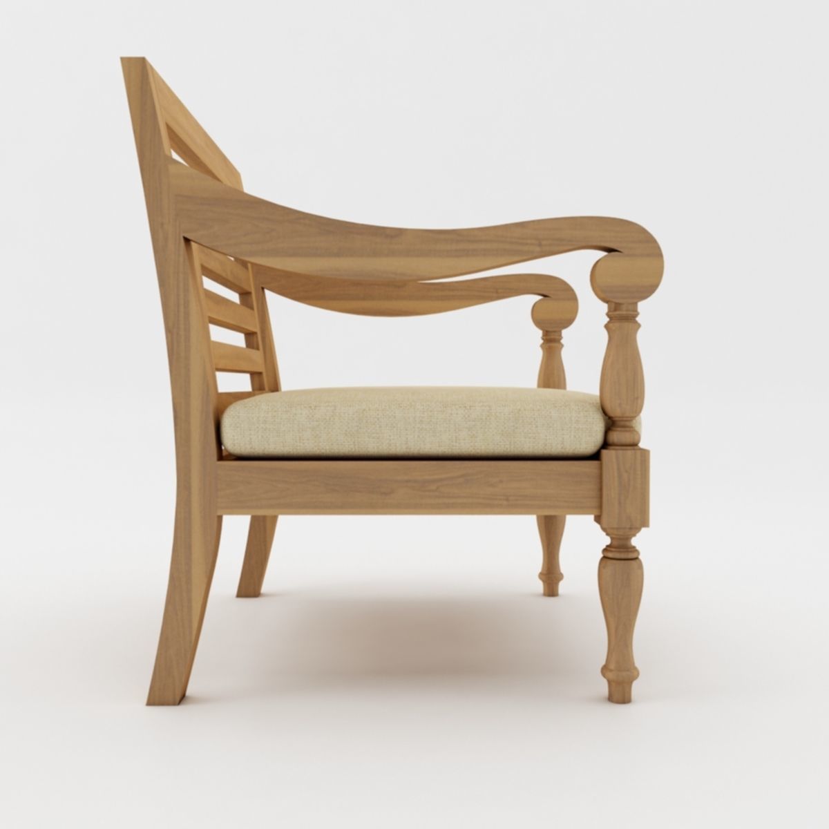 Javanese Sofa Set Low-poly 3D model_3