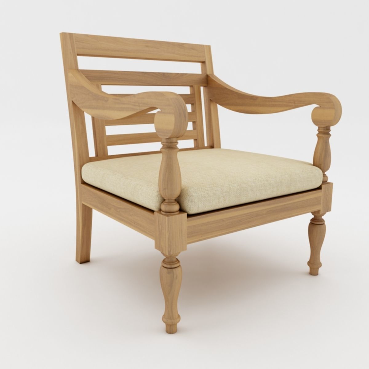 Javanese Sofa Set Low-poly 3D model_6