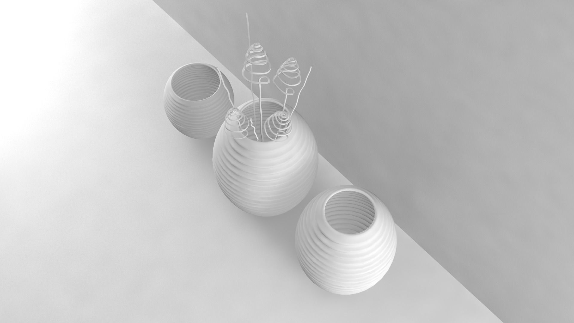 Vases two on wall Low-poly 3D model_4