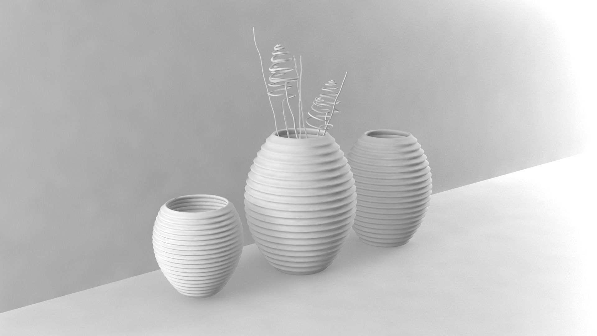 Vases two on wall Low-poly 3D model_1