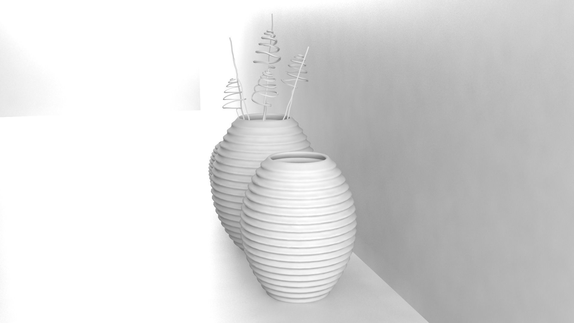 Vases two on wall Low-poly 3D model_3